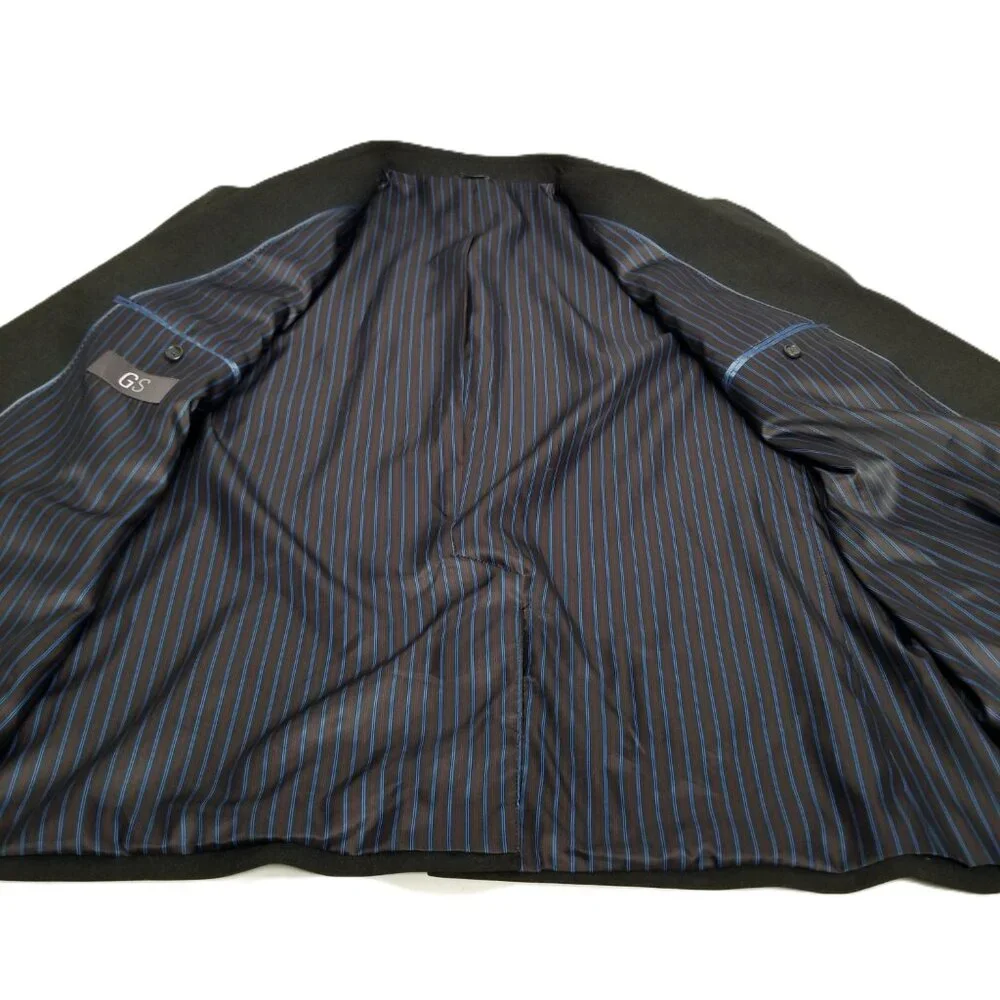 GS Mens Suit Jacket 54PRG Charcoal Black Wool Blend Professional Business Portly
